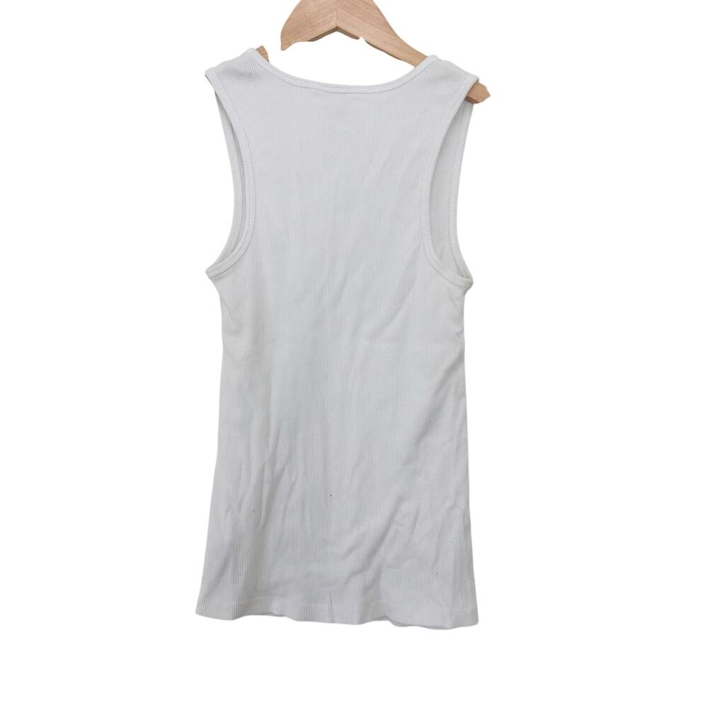 Guess Y2K Rhinestone White Ribbed Tank Top Sz M - Picture 4 of 4